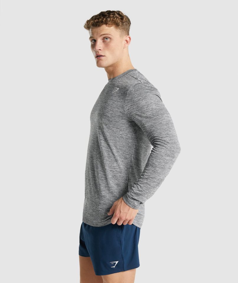 Men's Gymshark Arrival Marl Long Sleeve T-Shirts Grey | CA 308NA6